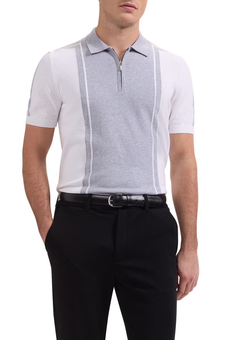 Quarter Zip Polo Sweater, Main, color, PLATINUM