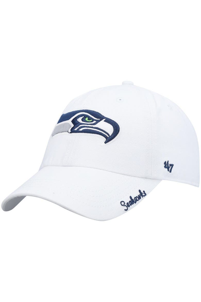 Women's '47 White Seattle Seahawks Miata Clean Up Logo Adjustable Hat, Main, color, White