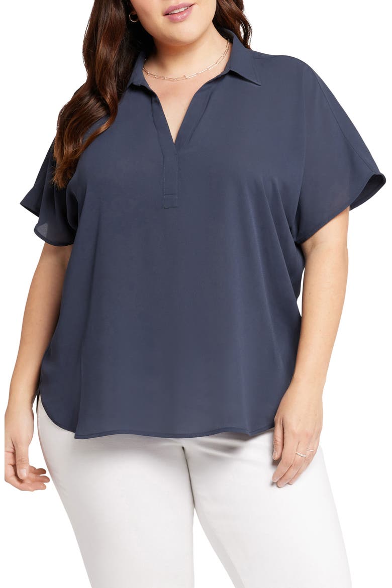 Becky Georgette Popover Top, Main, color, OXFORD NAVY
