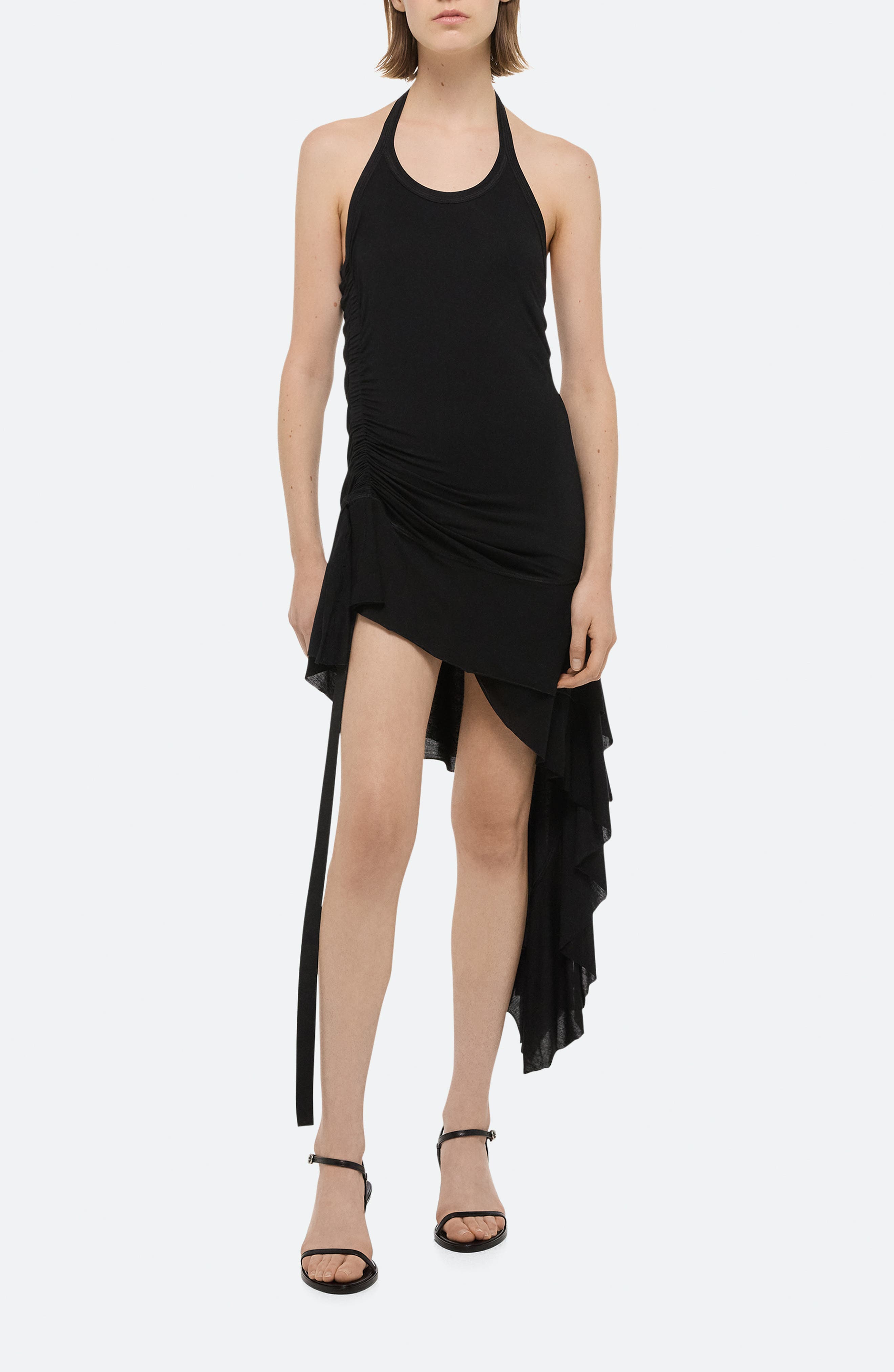 Side Drape Halter Midi Dress
