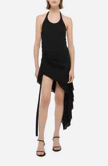 Side Drape Halter Midi Dress