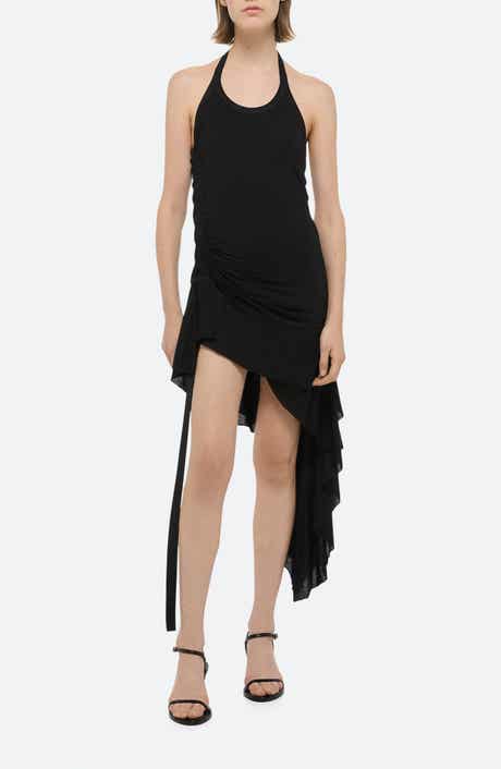 Side Drape Halter Midi Dress