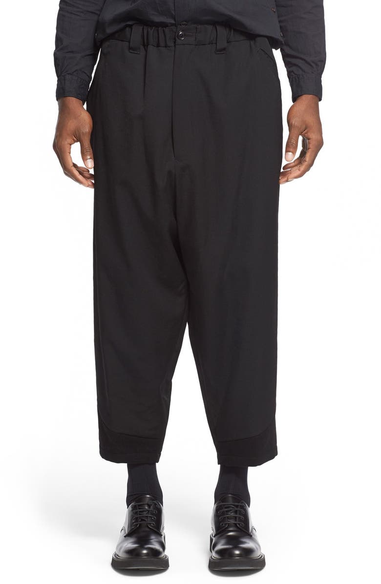 Yohji Yamamoto Yohji Yamamoto Wool Detail Crop Harem Pants, Main, color,
