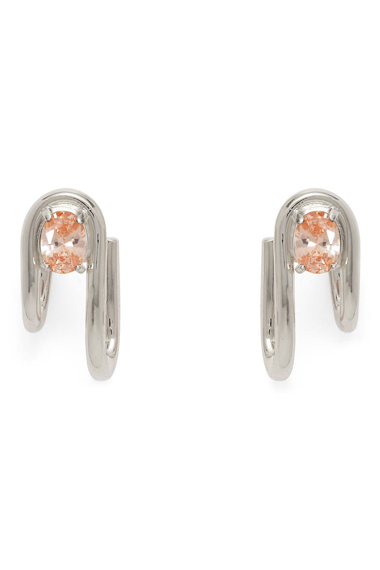 Vera Hoop Earrings, Main, color, SILVER/PEACH