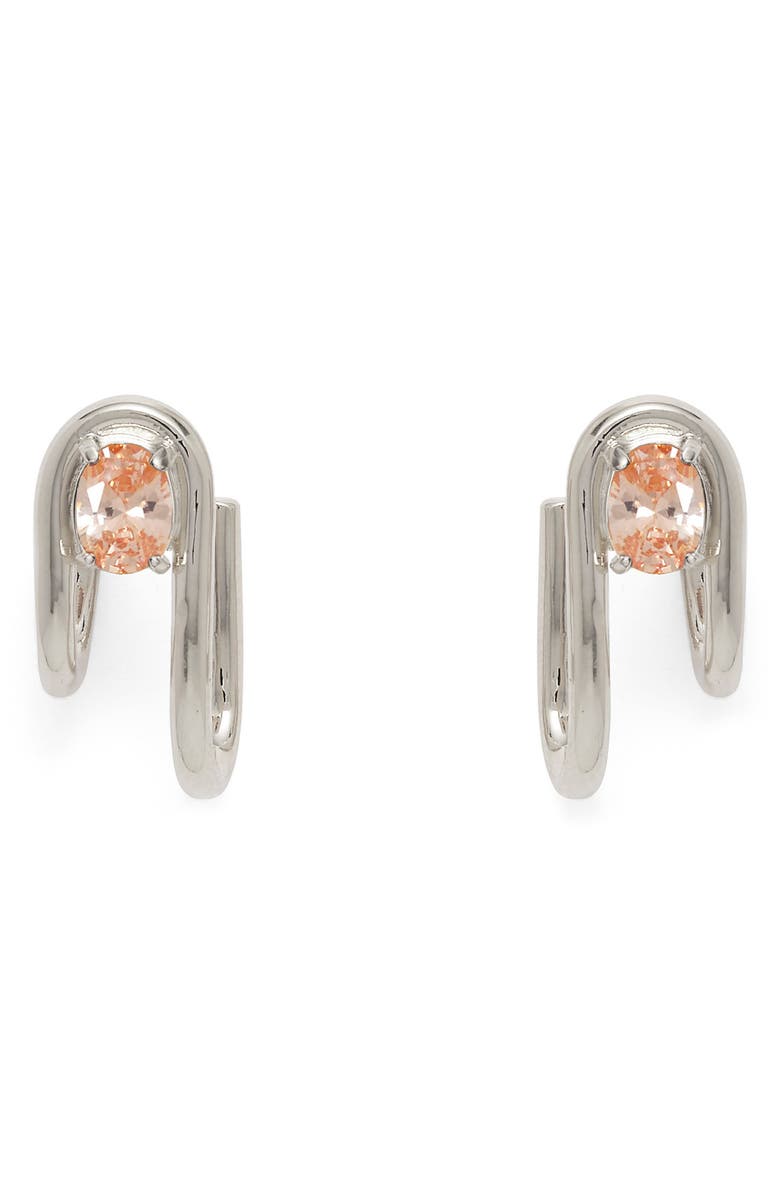 Lady Grey Vera Hoop Earrings, Main, color, Silver/ Peach