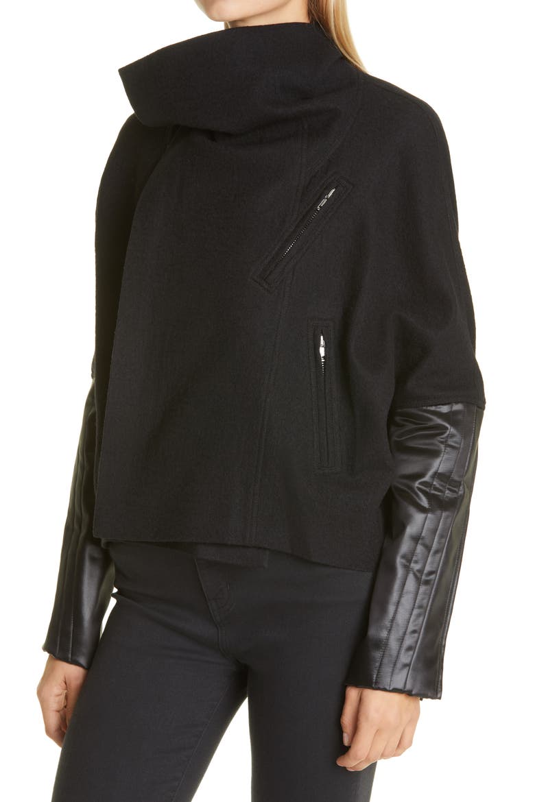 Mixed Media Jacket, Alternate, color, BLACK/ WHITE/ RUST/ NU BLU
