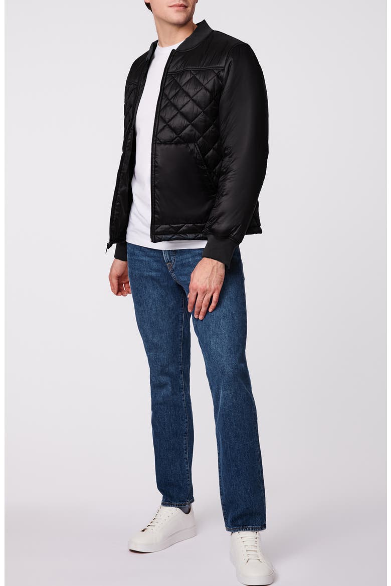 Apex Quilted Recycled Nylon Bomber Jacket, Alternate, color, BLACK