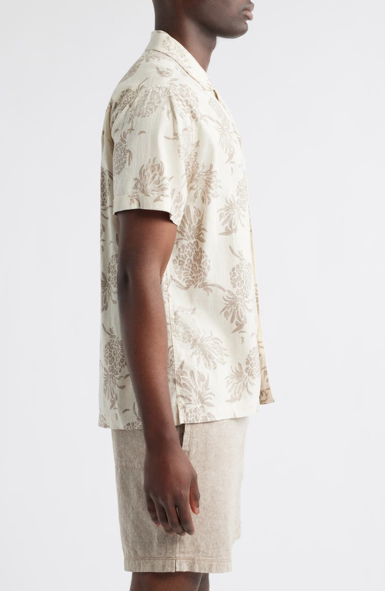 Rails Atlas Pineapple Print Linen Blend Camp Shirt, Alternate, color, Pineapple Block Ecru