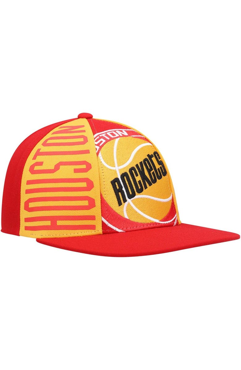 Mitchell & Ness Men's Mitchell & Ness Red Houston Rockets Hardwood Classics Big Face Callout Snapback Hat, Alternate, color, 