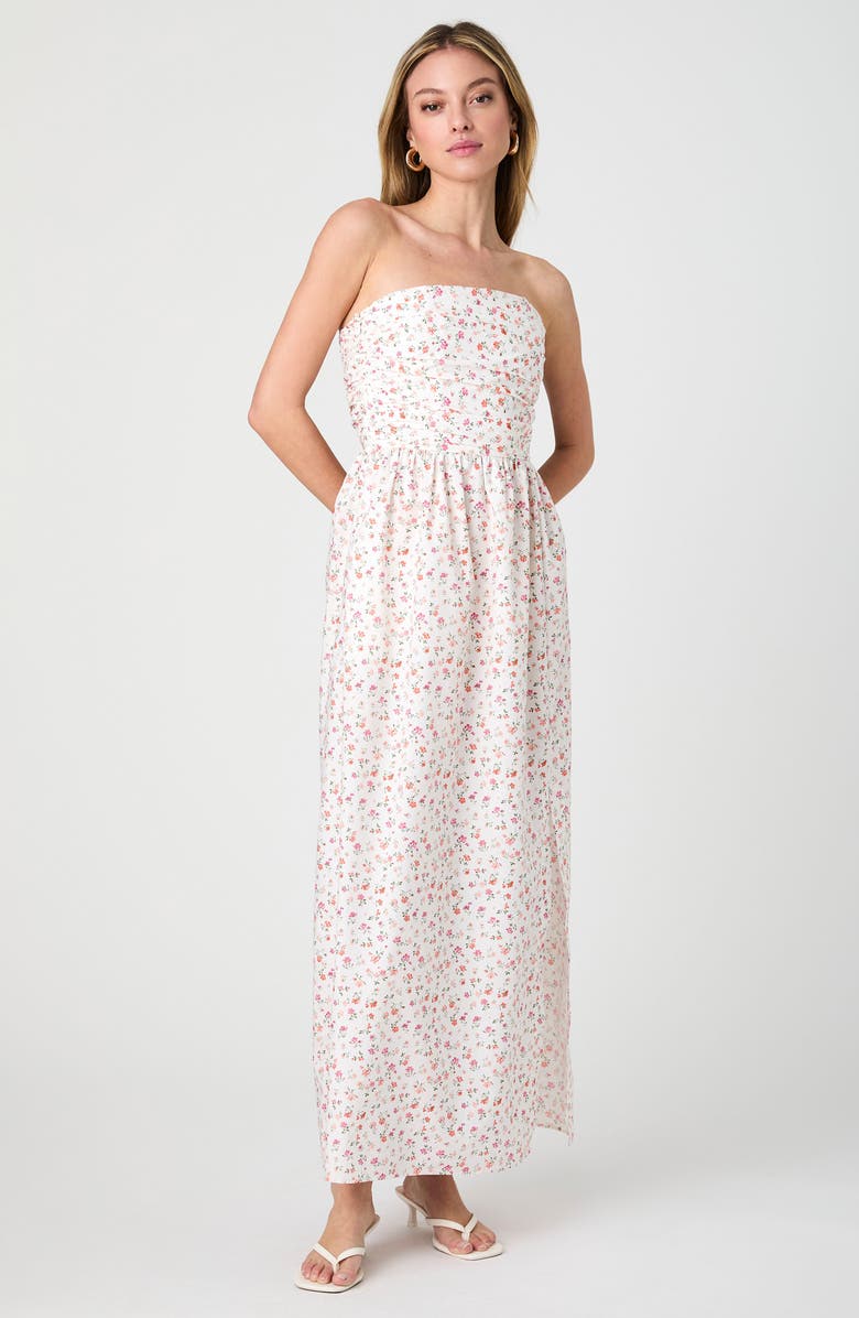 French Connection Nomi Cotton Strapless Maxi Dress, Main, color,