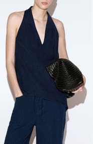 MANGO Asymmetrical Denim Halter Top