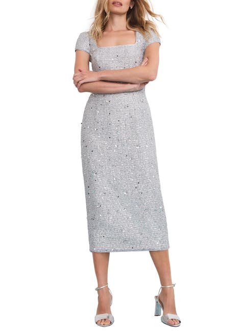 Boucle Sequin Midi Dress