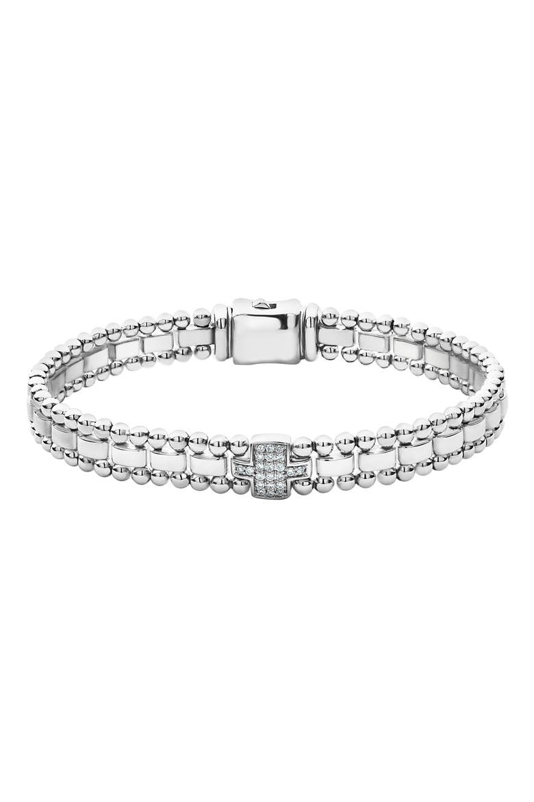 Caviar Spark Diamond Station Bracelet, Main, color, SILVER/ DIAMOND
