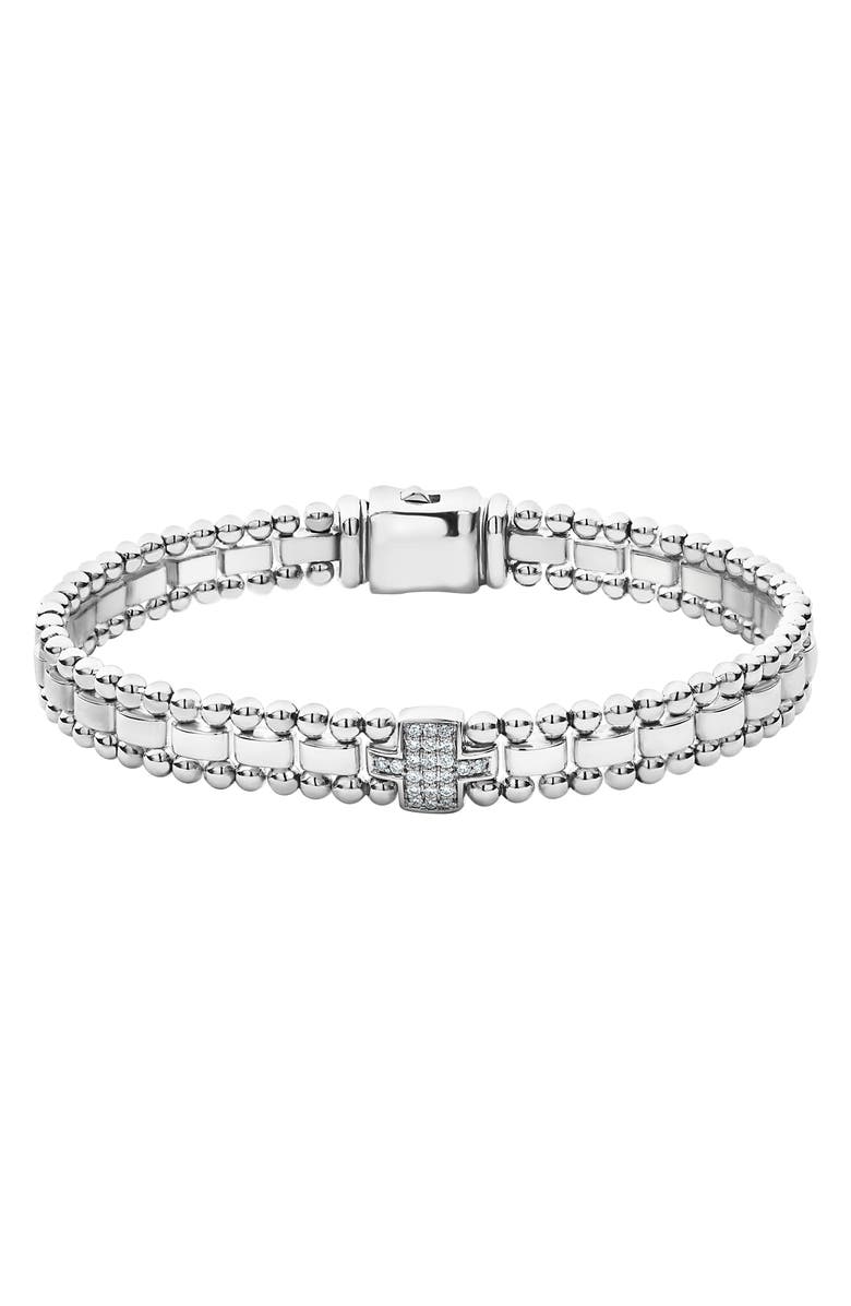 LAGOS Caviar Spark Diamond Station Bracelet, Main, color, Silver/ Diamond