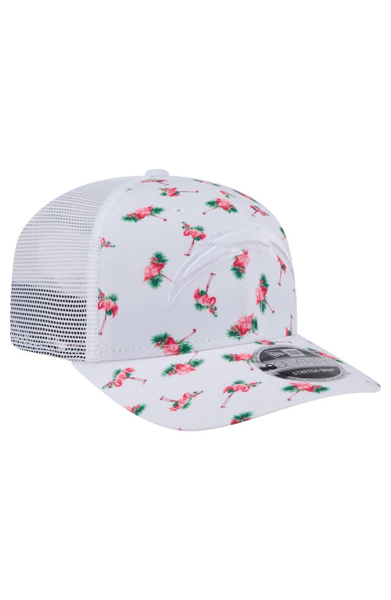 New Era Men's New Era White Los Angeles Chargers Adventure Flamingo Pattern 9SEVENTY Stretch-Snap Hat, Alternate, color, White