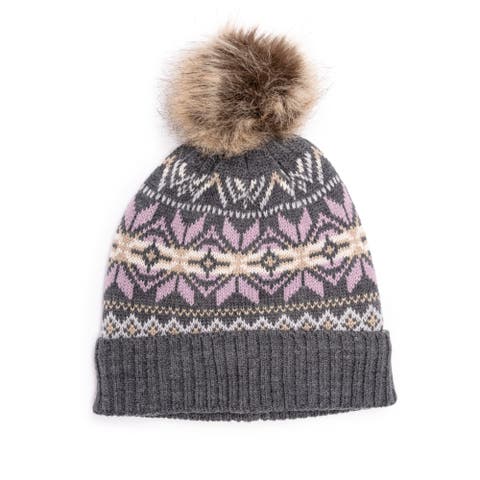 Women's Cuffed Wool Cap with Pom