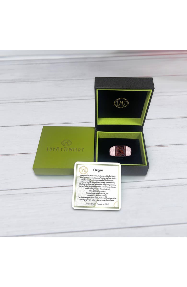 LuvMyJewelry Red Pietersite Textured Sterling Silver Men Signet Ring, Alternate, color, 14Kt Rose Gold Vermeil