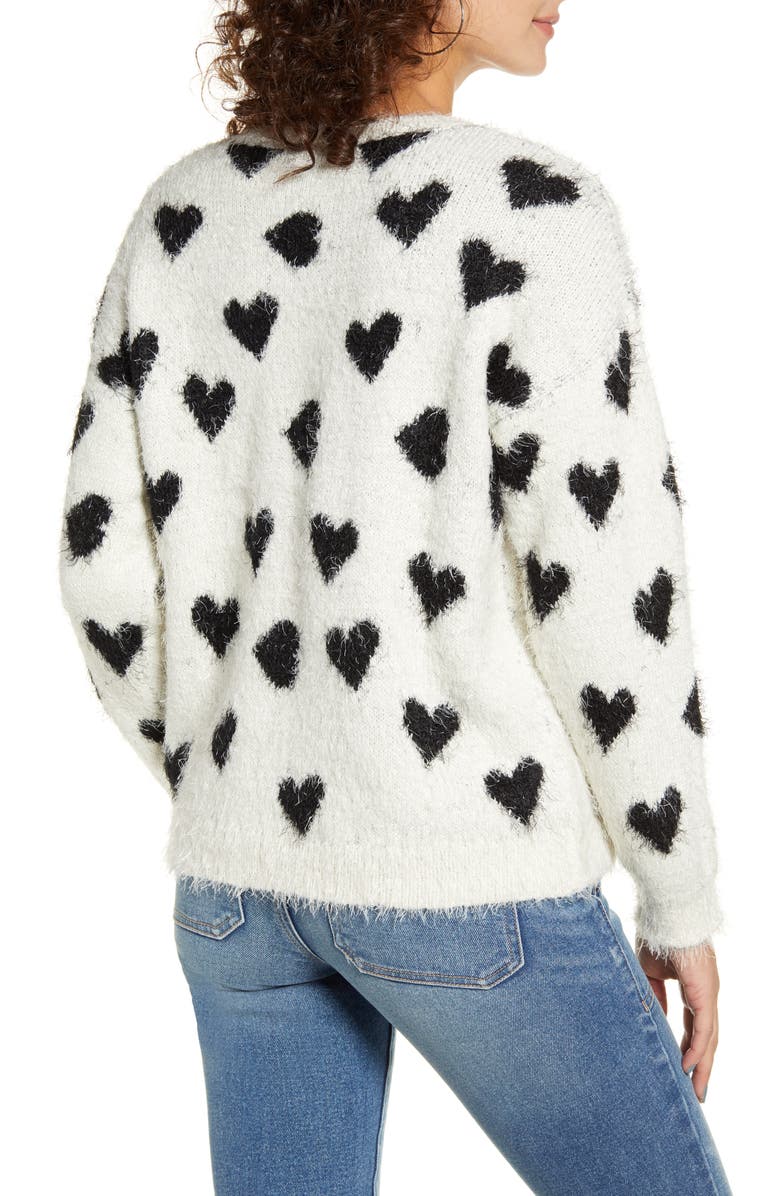 Cotton Emporium Heart Eyelash Sweater, Alternate, color,