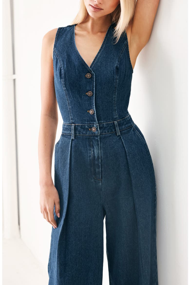 Sleeveless Denim Jumpsuit, Alternate, color, INDIGO DENIM