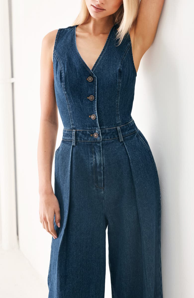 FREEMARKET Sleeveless Denim Jumpsuit, Alternate, color, Indigo Denim