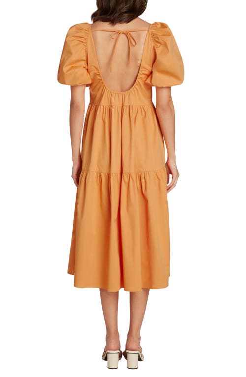 Willow Margot Puff Sleeve Midi Dress In Yellow
