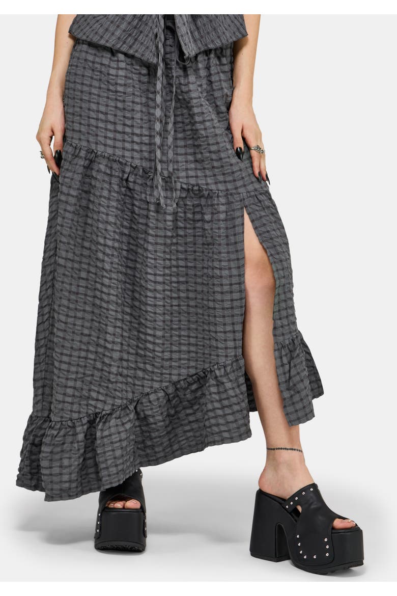Nimira Check Asymmetrical Maxi Skirt, Main, color, Grey
