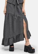 Disturbia Nimira Check Asymmetrical Maxi Skirt