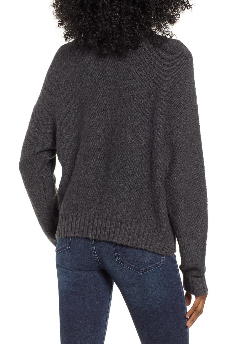 Cozy Cable Knit Turtleneck Sweater, Alternate, color, GREY DARK CHARCOAL HEATHER