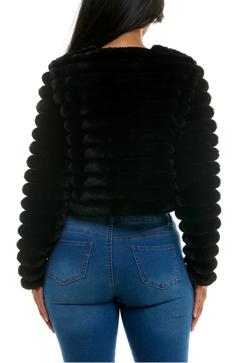 Faux Fur Long Sleeve Bolero, Alternate, color, BLACK