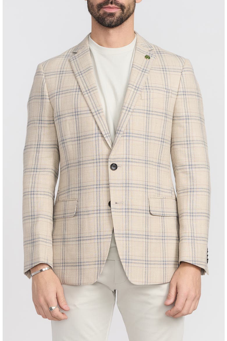 Plaid Cotton Blend Sport Coat, Main, color, TAN