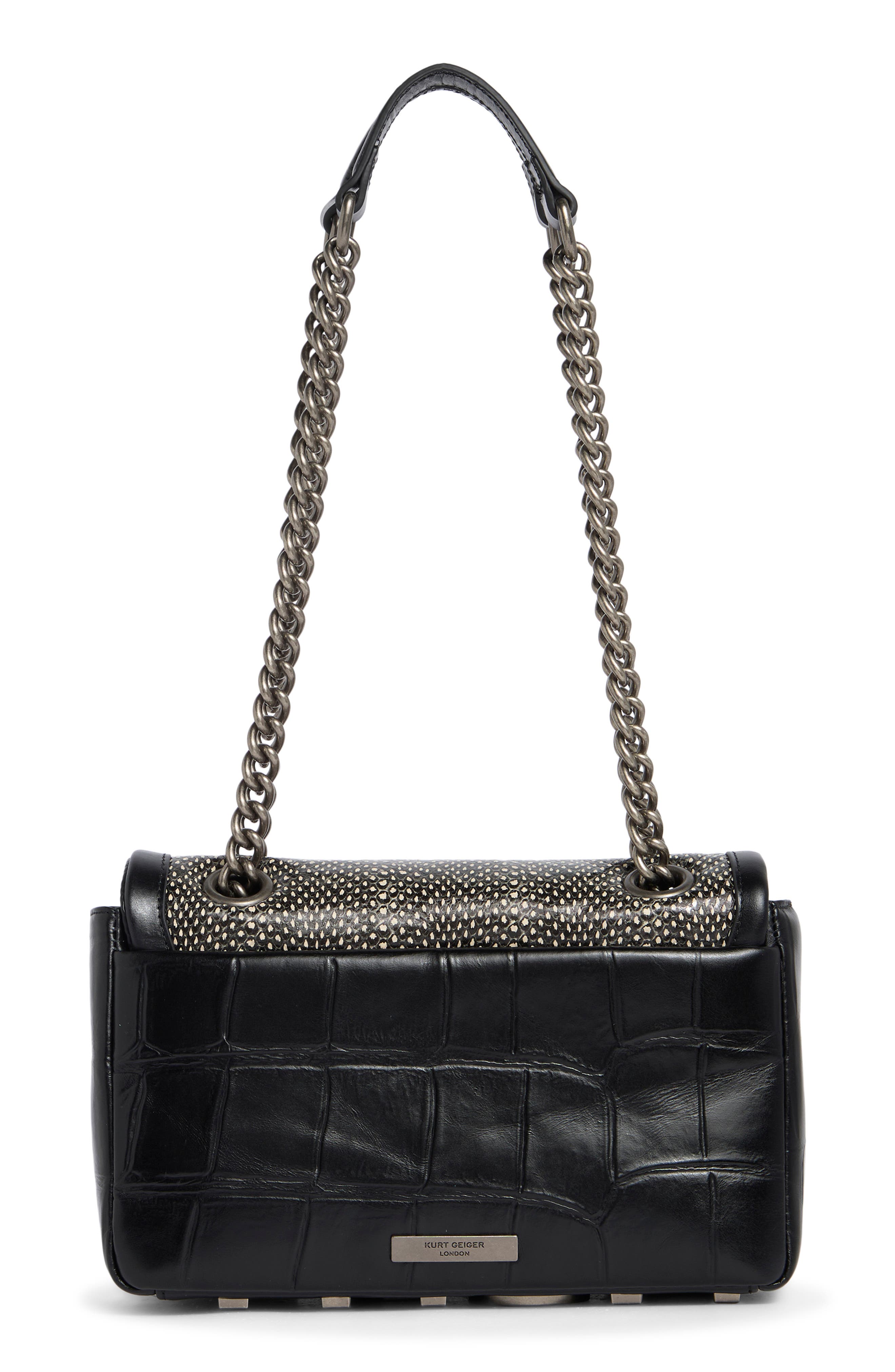 Kurt Geiger London Kensington Kurt Flap Shoulder Bag, Alternate, color, Black/ White