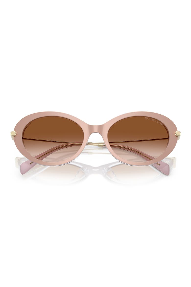 53mm Gradient Oval Sunglasses, Alternate, color, LIGHT SAND LAMINATE / BROWN