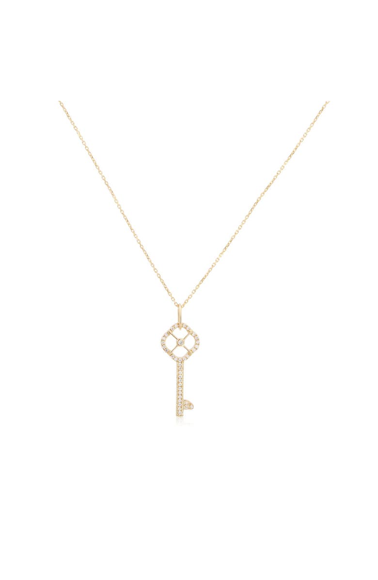 The Lovery Fine Jewelry Diamond Key Necklace, Main, color, Yellow Gold