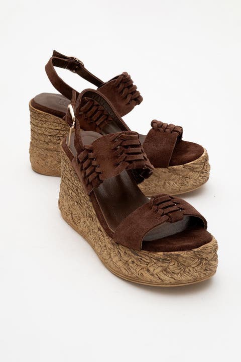 Olien Suede Leather Platform Espadrilles