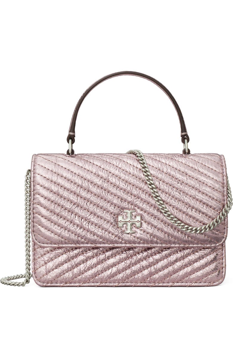 Tory Burch Kira Metallic Moto Quilt Mini Top Handle Crossbody, Main, color,