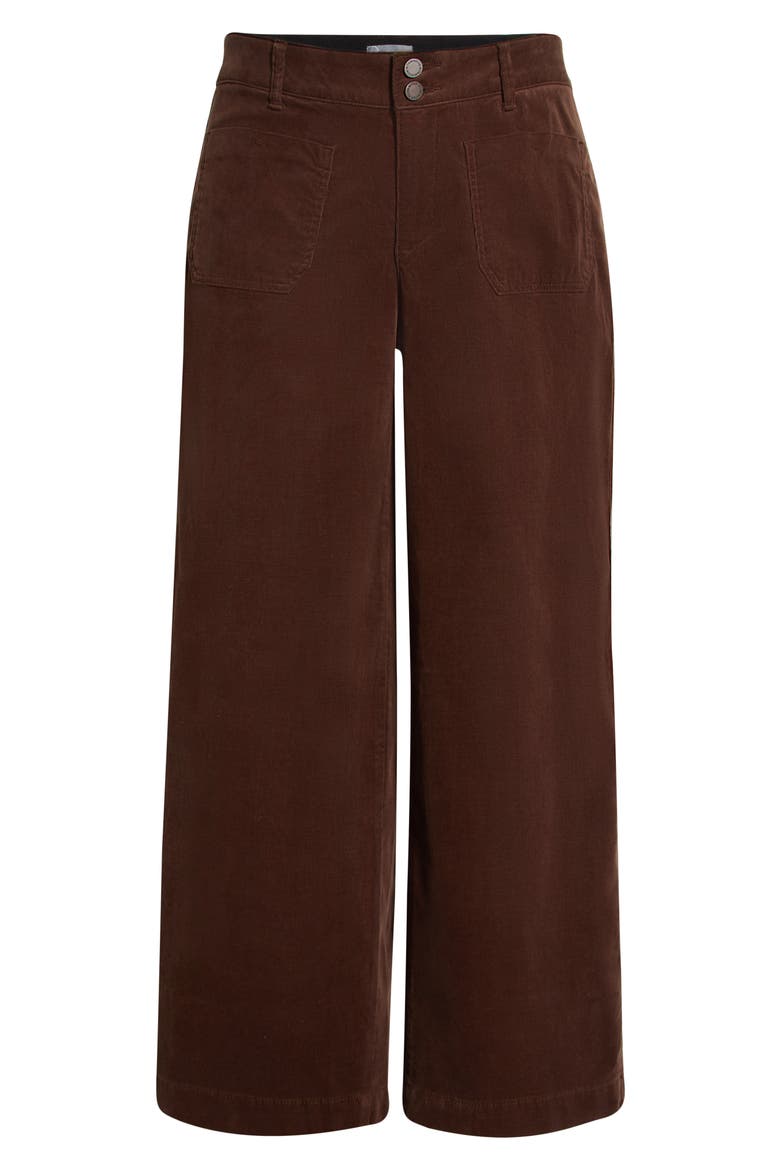 Emma Patch Pocket High Waist Wide Leg Corduroy Pants, Alternate, color, COLD BREW