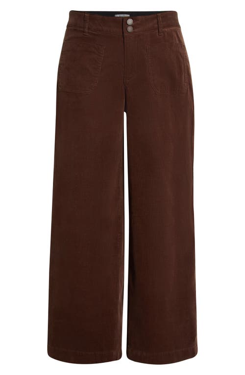 Wit & Wisdom Emma 'ab'solution Patch Pocket High Waist Wide Leg Corduroy Pants In Brown