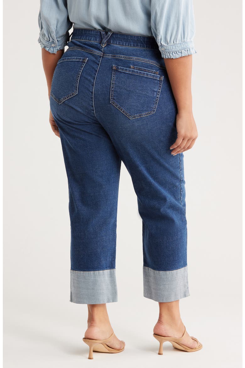 Reverse Cuff Boyfriend Jeans, Alternate, color, BLUE