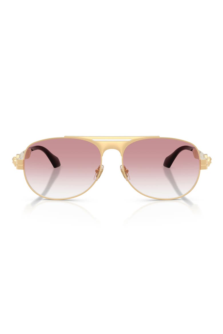 60mm Pilot Sunglasses, Main, color, GOLD VERSACE / CLEAR PINK