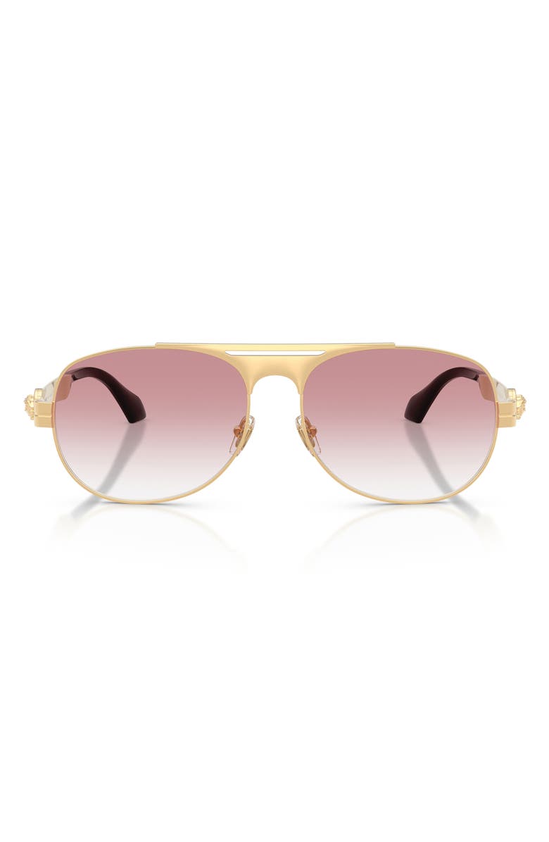 Versace 60mm Pilot Sunglasses, Main, color, Gold Versace / Clear Pink