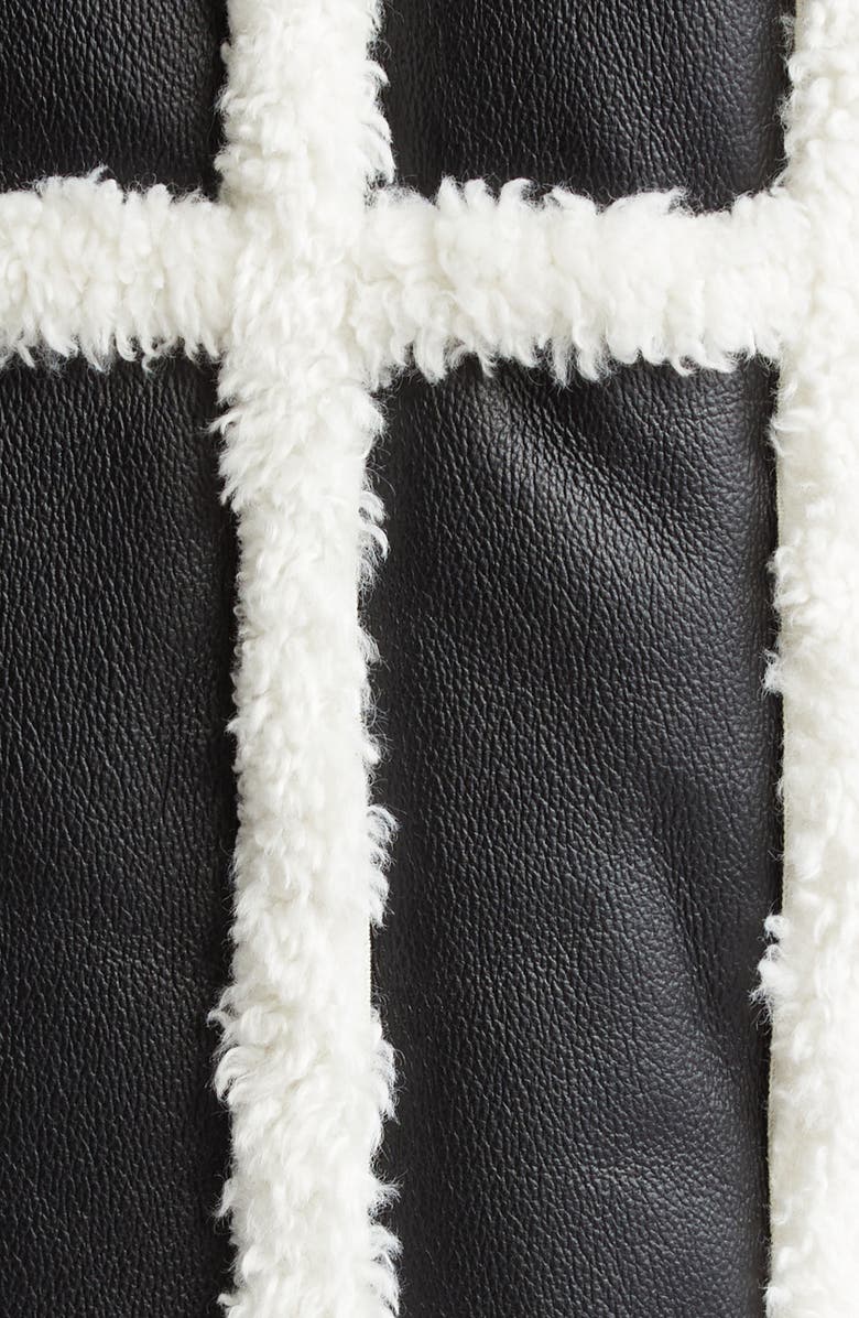 Stand Studio Patrice Faux Leather Coat with Faux Shearling Trim, Alternate, color, Black/ Off White