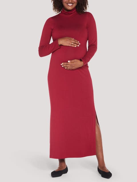 Turtleneck Long Sleeve Knit Maxi Dress