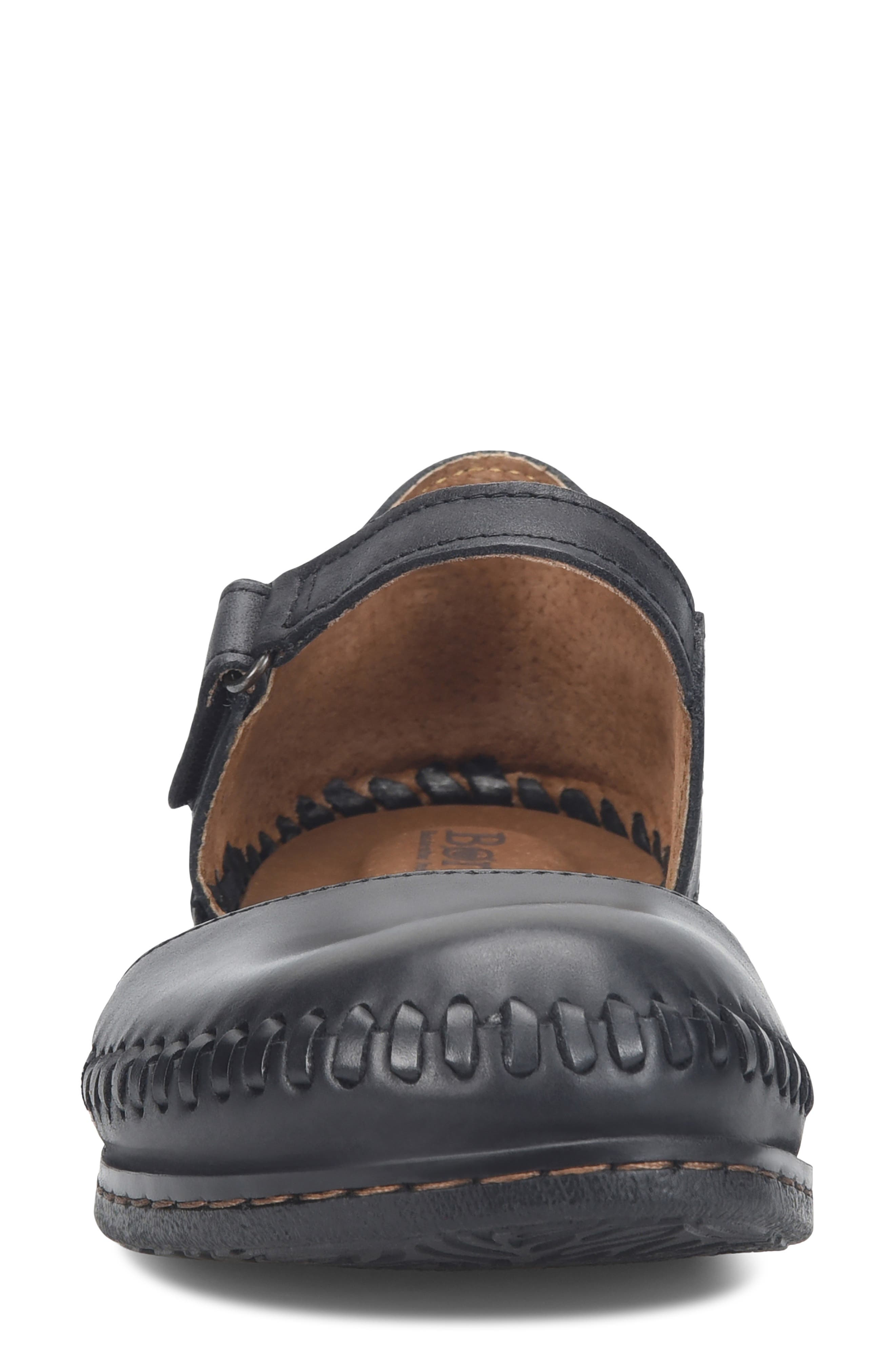 Børn Ela Ankle Strap Flat, Alternate, color, Black Leather