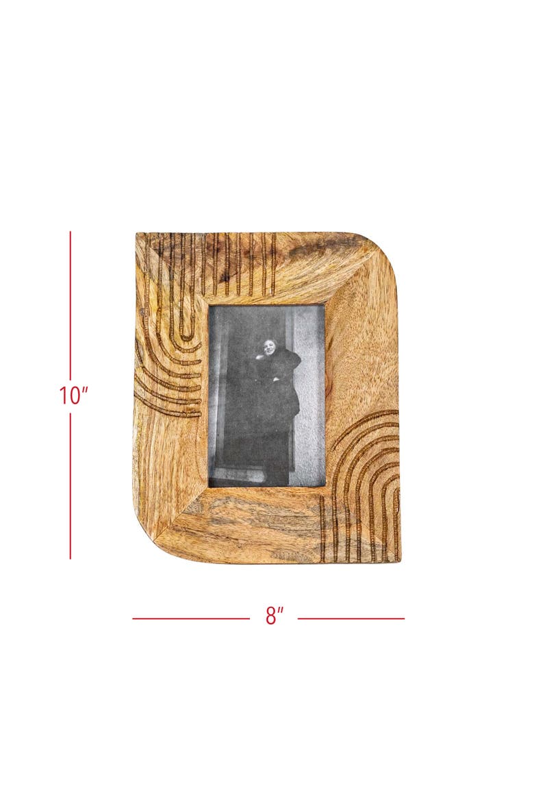4x6 Inch Carved Arch Mango Wood Picture Frame, Alternate, color, Brown