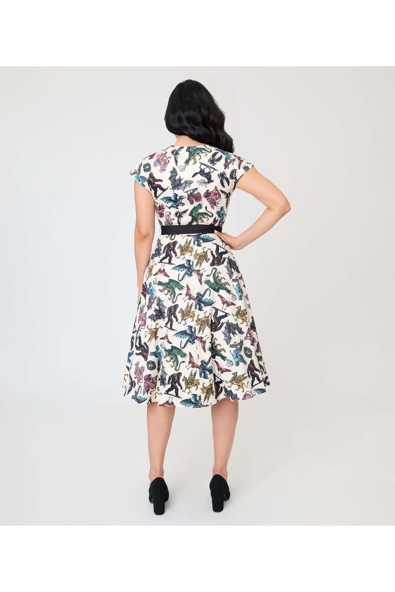 1950s Hedda Swing Dress, Alternate, color, Beige Cryptid Contrast Print