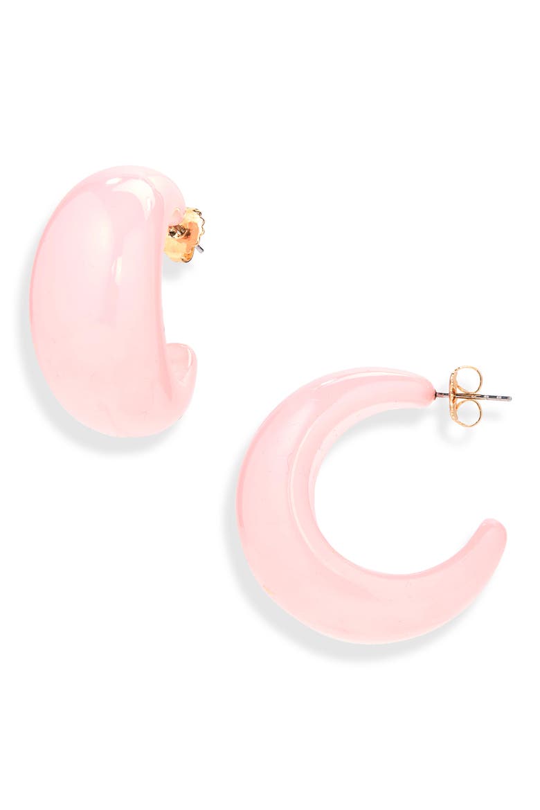 Puffy Resin Hoop Earrings, Main, color, PINK