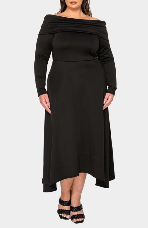 Lyra Off the Shoulder Long Sleeve Maxi Dress (Plus)