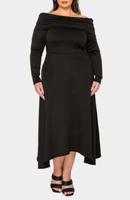 L I V D Lyra Off the Shoulder Long Sleeve Maxi Dress