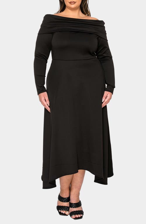 L I V D Lyra Off The Shoulder Long Sleeve Maxi Dress In Black