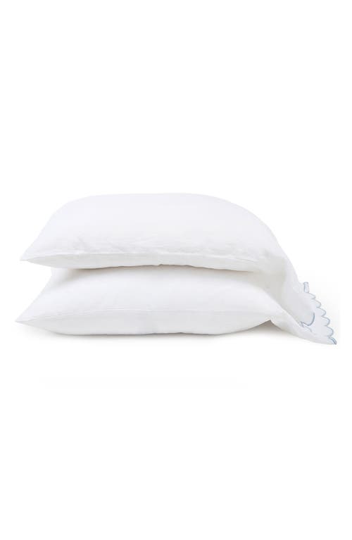 Pom Pom at Home Kelly Set of 2 Linen Pillowcases in White/French Blue 